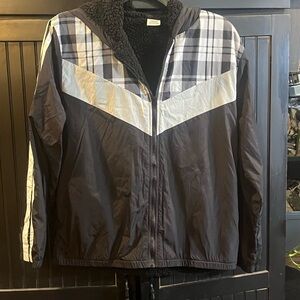 VS/Pink fleece lined black/white plaid jacket size M/L